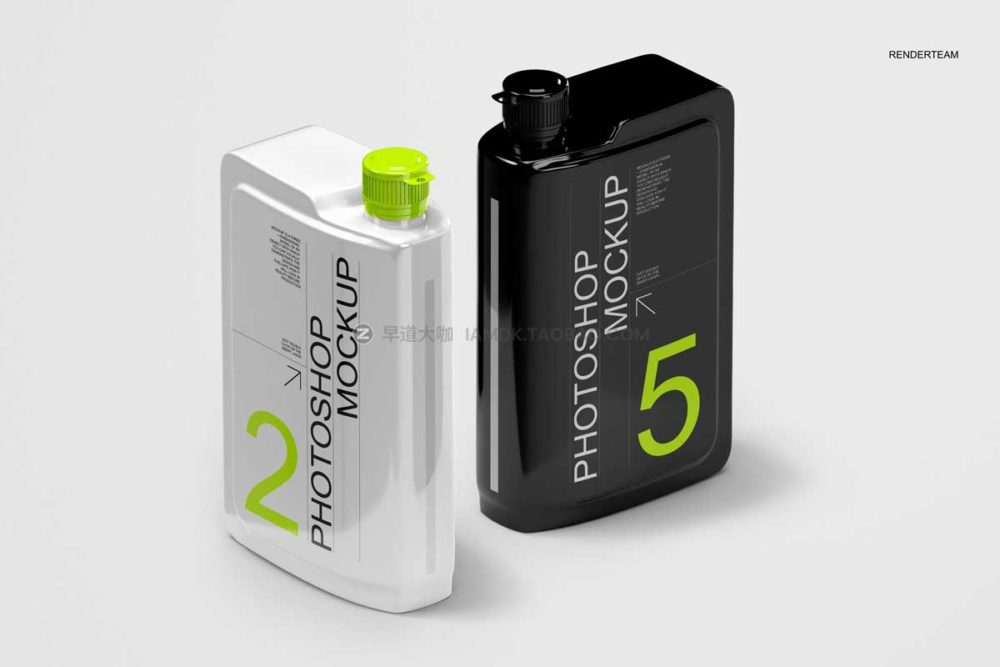 时尚发动机油瓶塑料桶包装外观设计展示贴图psd样机套装 Engine Oil Bottle Mockup Set_img_2