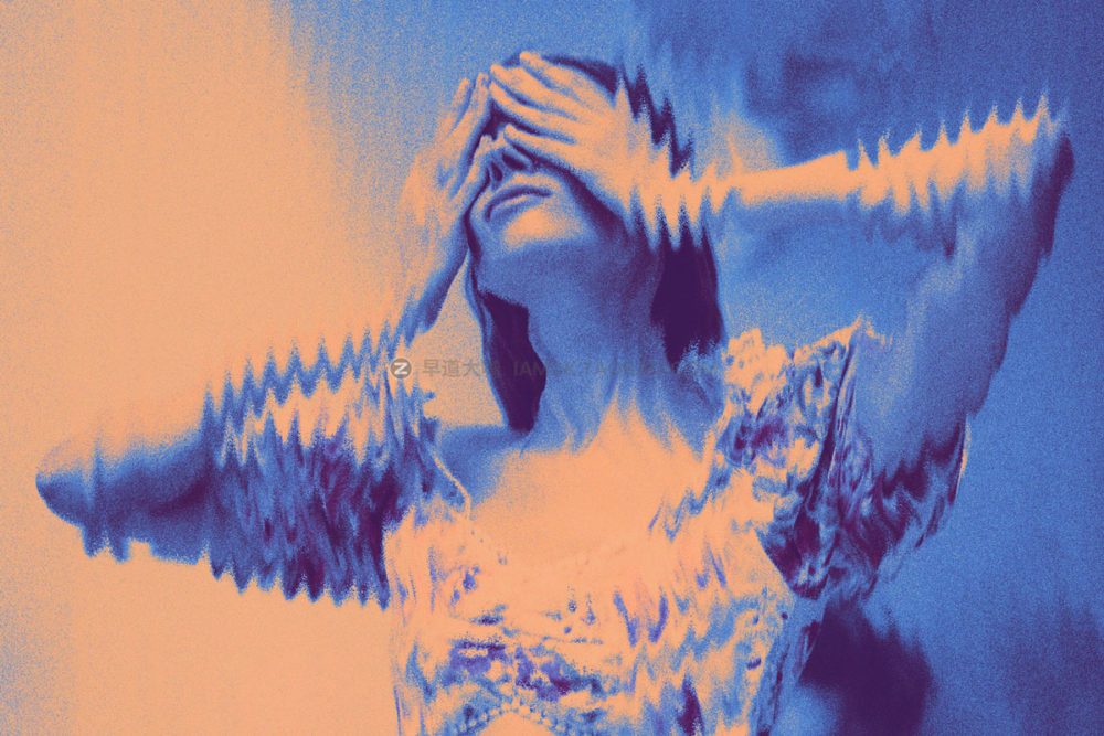 潮流迷幻失真扭曲噪点颗粒照片修图特效ps样机滤镜模板 Distortion Photo Effect_img_2