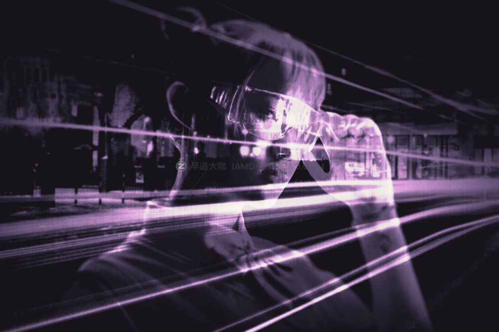 未来科幻双重曝光抽象艺术照片修图特效psd样机滤镜模板素材 Purple Double Exposure Effect_img_2