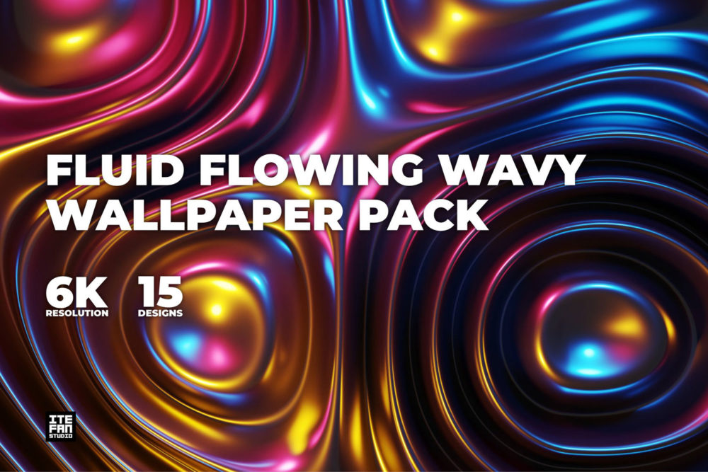 15款高清独特3d金属质感液体流体抽象艺术背景图片设计素材 Fluid Flowing Wavy Wallpaper Pack_img_2