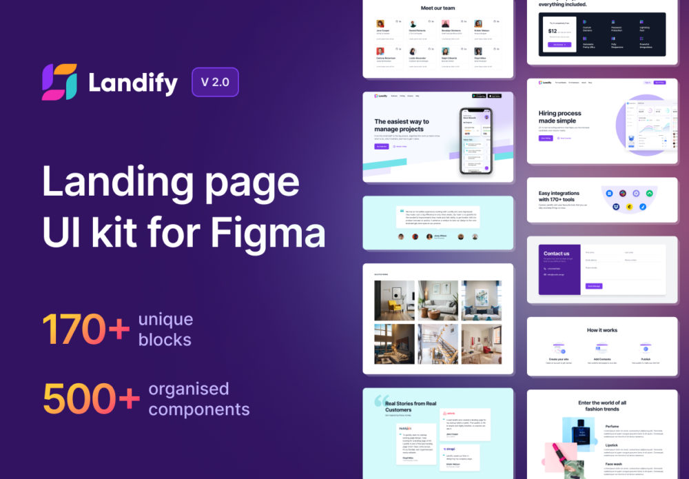 时尚网站登录界面web设计ui套件figma模板源文件 Landify - Landing Page UI Kit for Figma_img_2