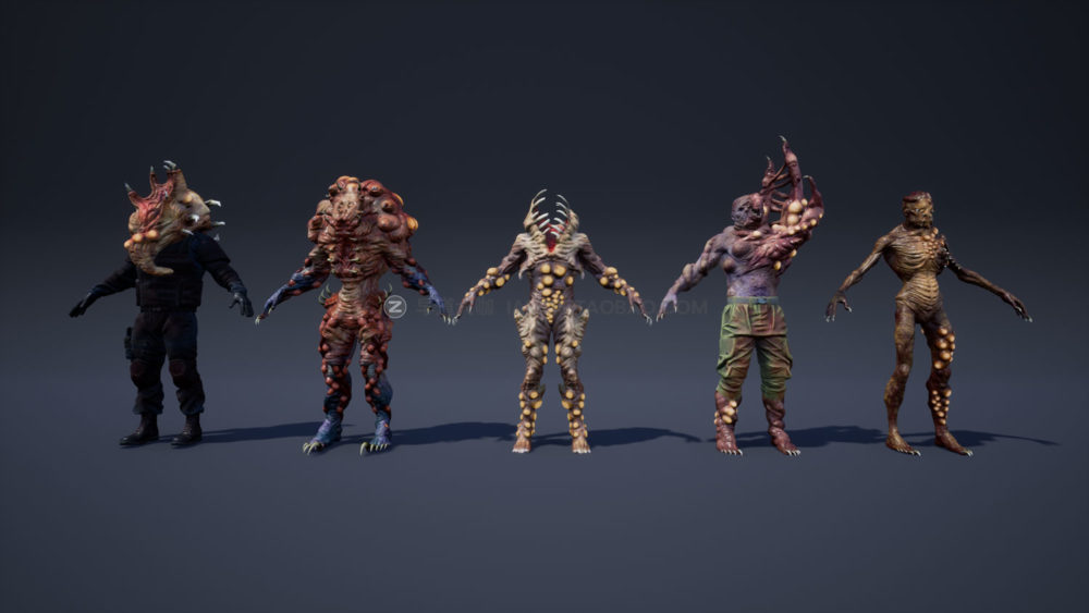 UE模型 恐怖游戏角色生物怪物3d模型设计素材 Unreal Engine - Humanoids Creatures Pack_img_2