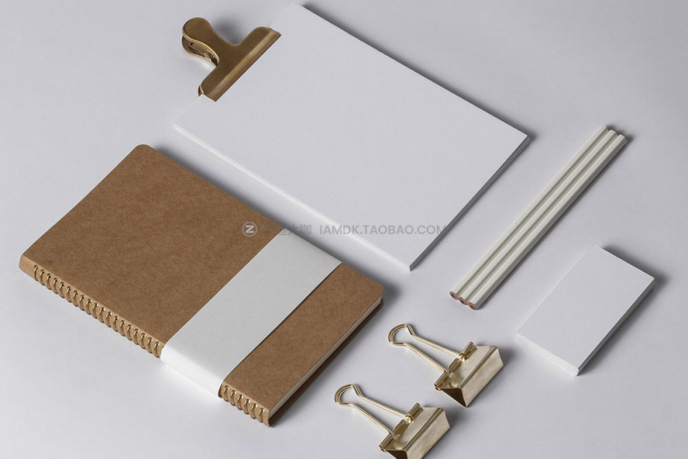 时尚品牌vi设计办公用品笔记本名片信纸展示ps贴图样机模板 Psd Desk Stationery Mockup_img_2