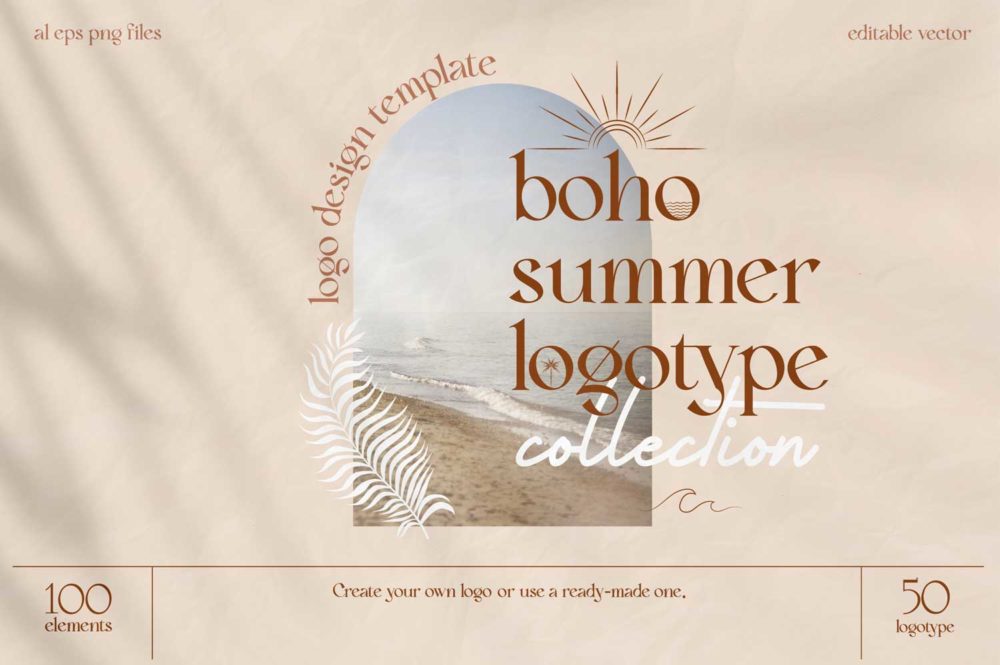 优雅波西米亚风徽标标志logo设计ai矢量源文件 Boho Summer Logo_img_2