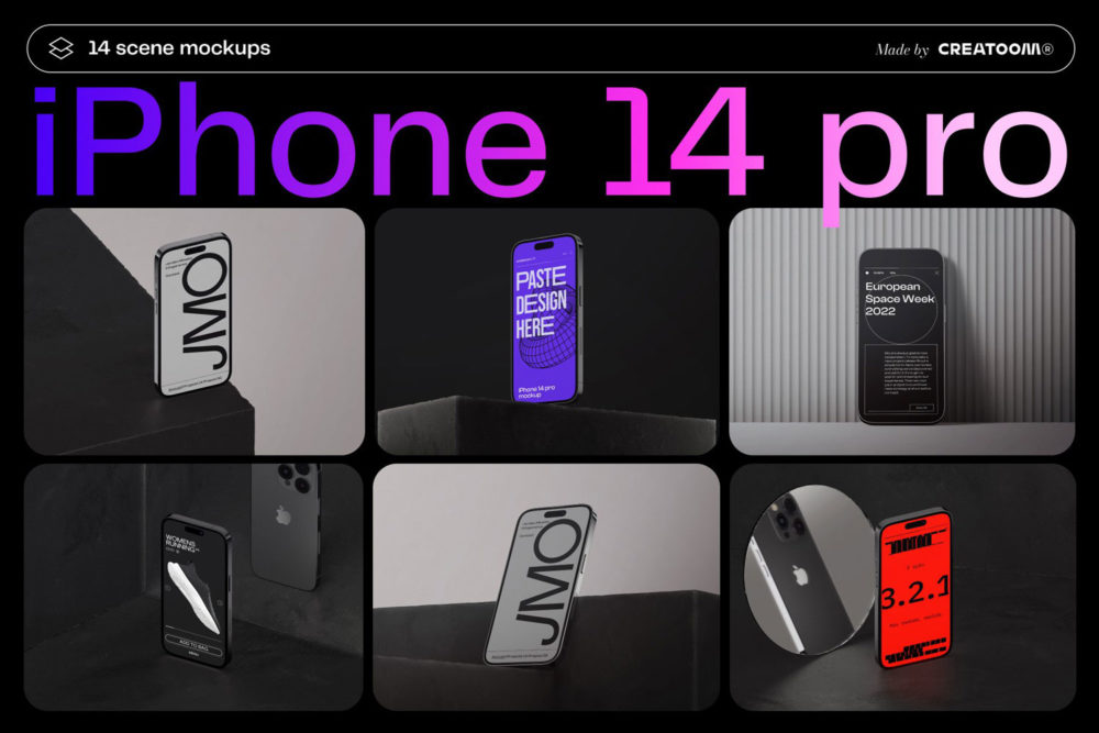 14款iPhone14苹果手机App界面ui设计作品贴图ps样机素材展示效果 iPhone 14 pro mockups (14 scenes)_img_2