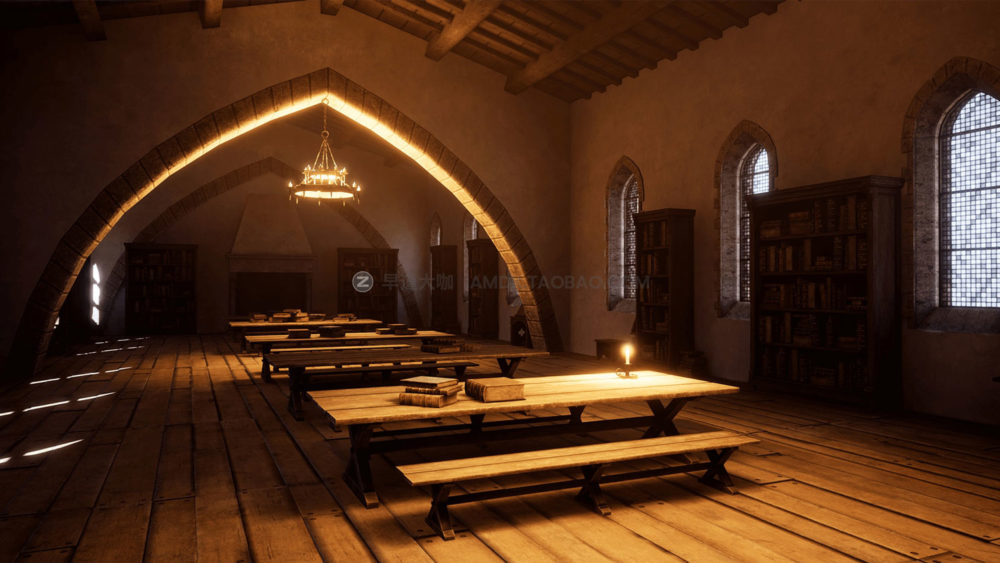 UE模型 中世纪欧洲模块化罗马式教堂庄园建筑3d设计素材 Unreal Engine - Medieval Modular Church_img_2