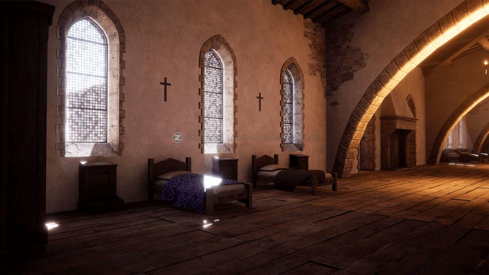 UE模型 中世纪欧洲模块化罗马式教堂庄园建筑3d设计素材 Unreal Engine - Medieval Modular Church_img_2