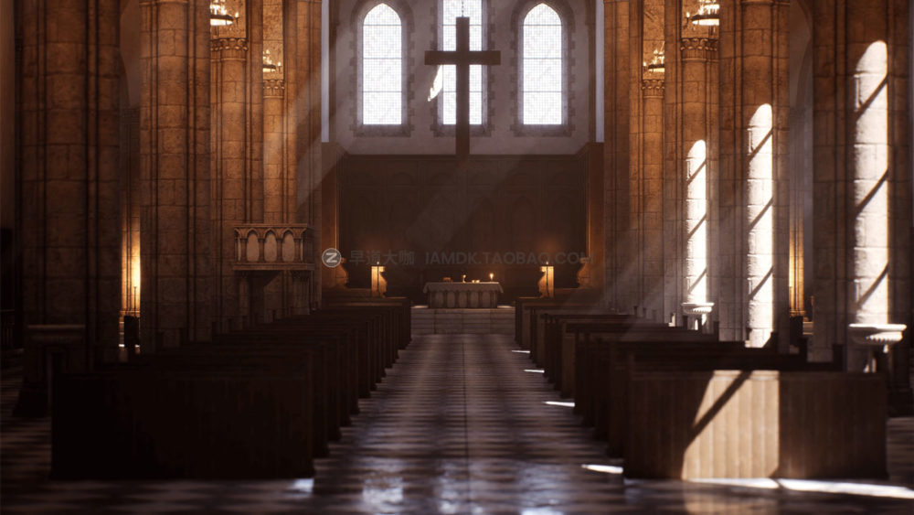 UE模型 中世纪欧洲模块化罗马式教堂庄园建筑3d设计素材 Unreal Engine - Medieval Modular Church_img_2