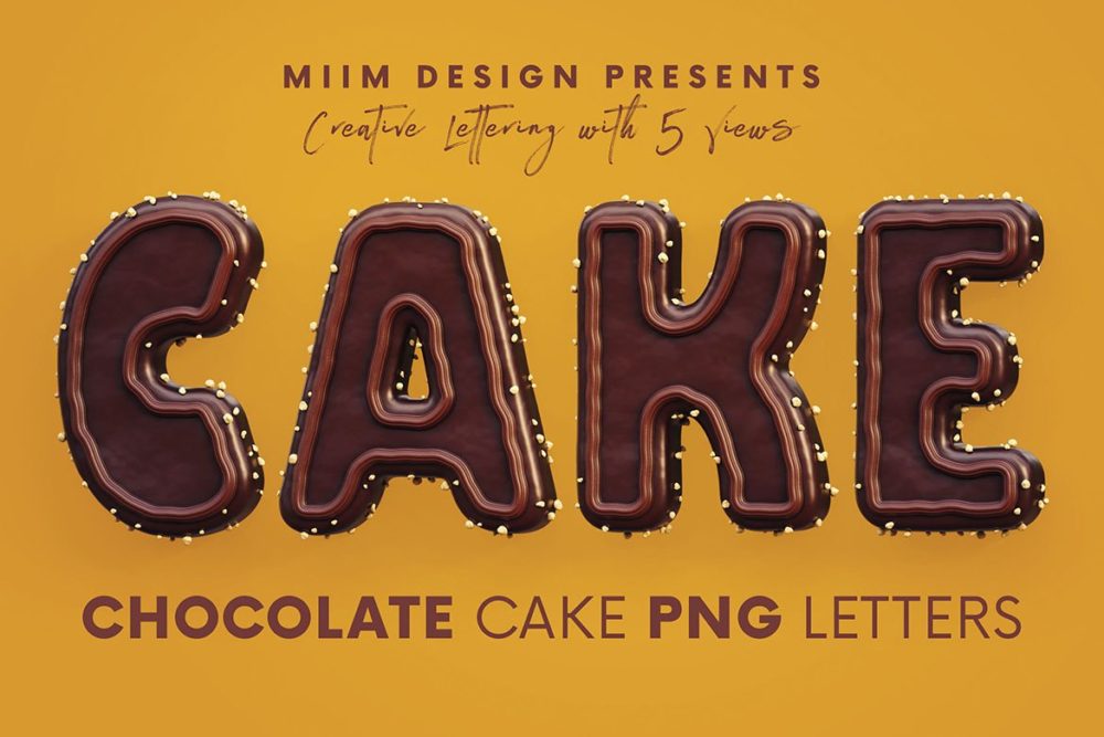 创意逼真3d立体面包巧克力字母数字png免抠图设计素材 Chocolate Cake - 3D Lettering_img_2