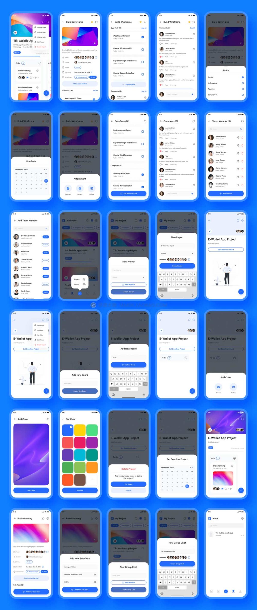 170屏高级团队工作项目待办事项任务进度管理app界面设计ui套件 Task Management Web template_img_2