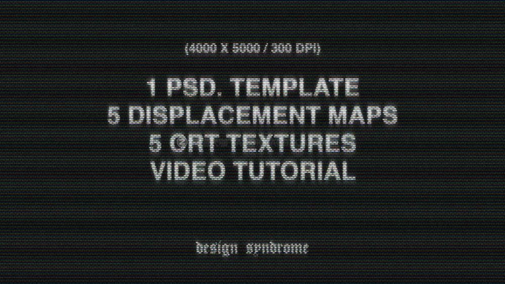 逼真做旧老式CRT屏幕显示游戏标题logo文本徽标失真像素故障特效PSD样机套件 CyberPsycho CRT Photoshop Template_img_2