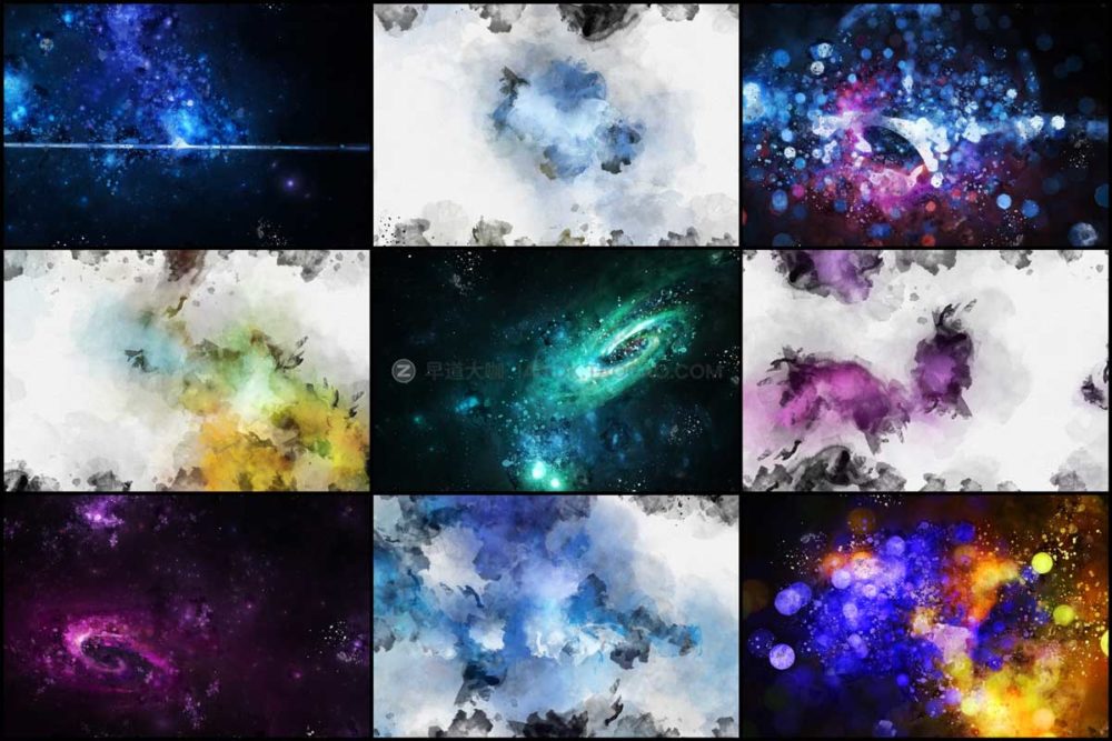 50款高清科幻星球宇宙太空星系抽象壁纸背景图片设计素材 50 Watercolor Galaxy Backgrounds_img_2