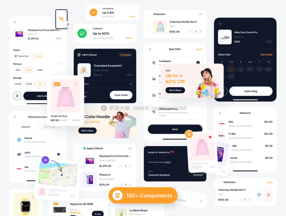 110多个屏在线购物商城app界面设计ui套件素材 Shopline - e-Commerce Marketplace App UI Kit_img_2