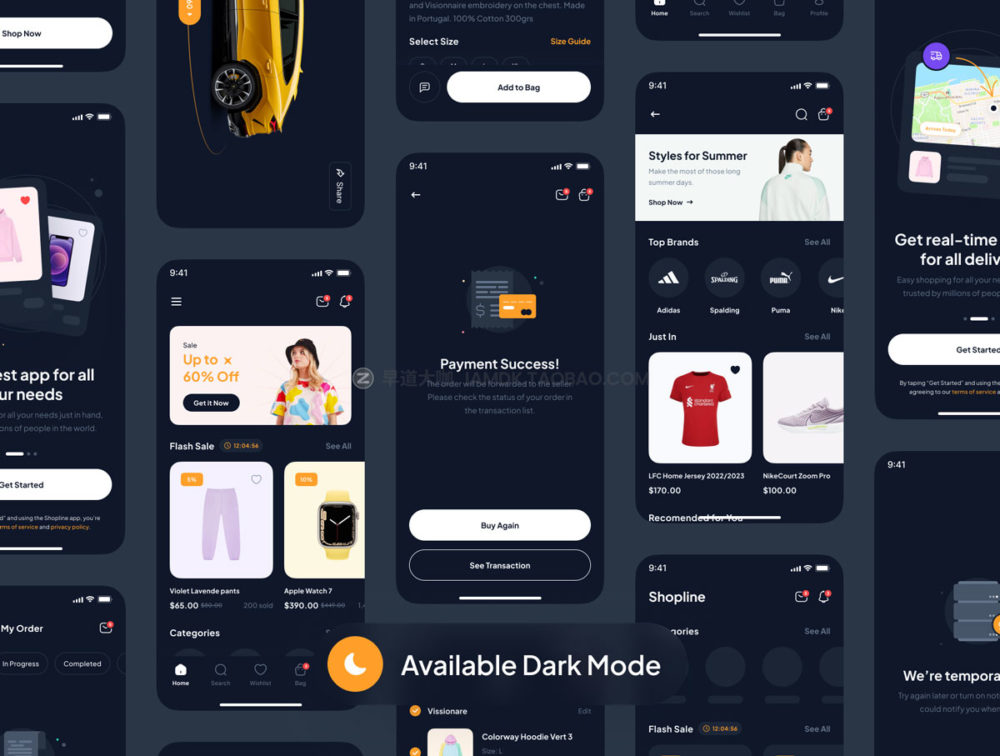 110多个屏在线购物商城app界面设计ui套件素材 Shopline - e-Commerce Marketplace App UI Kit_img_2