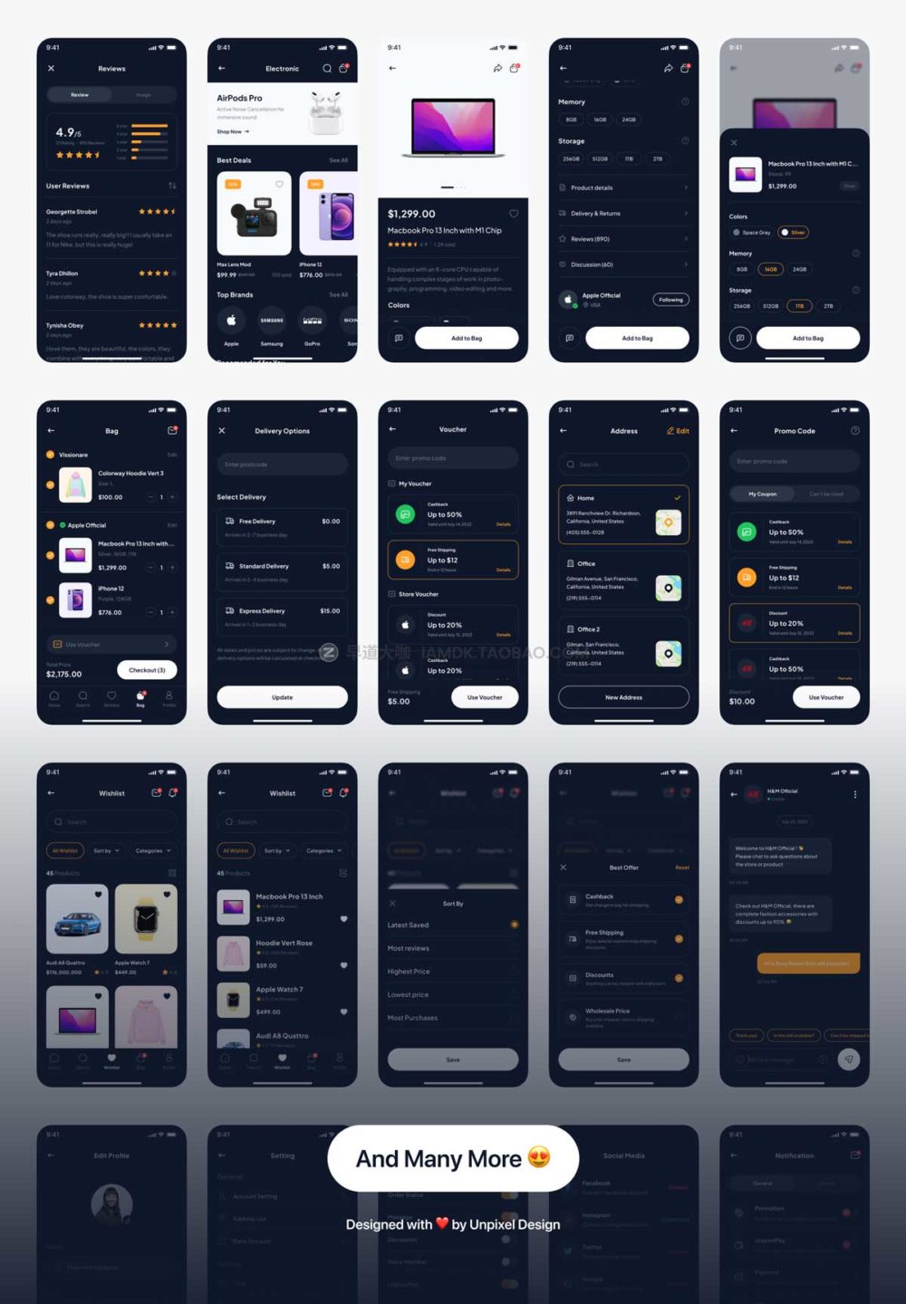 110多个屏在线购物商城app界面设计ui套件素材 Shopline - e-Commerce Marketplace App UI Kit_img_2