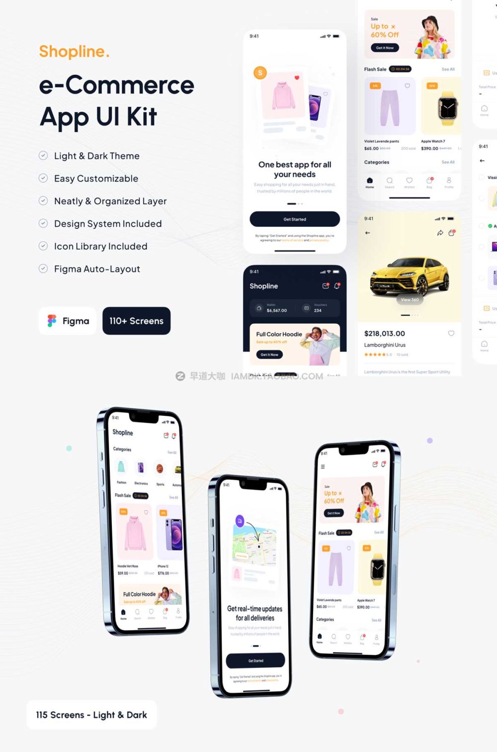 110多个屏在线购物商城app界面设计ui套件素材 Shopline - e-Commerce Marketplace App UI Kit_img_2