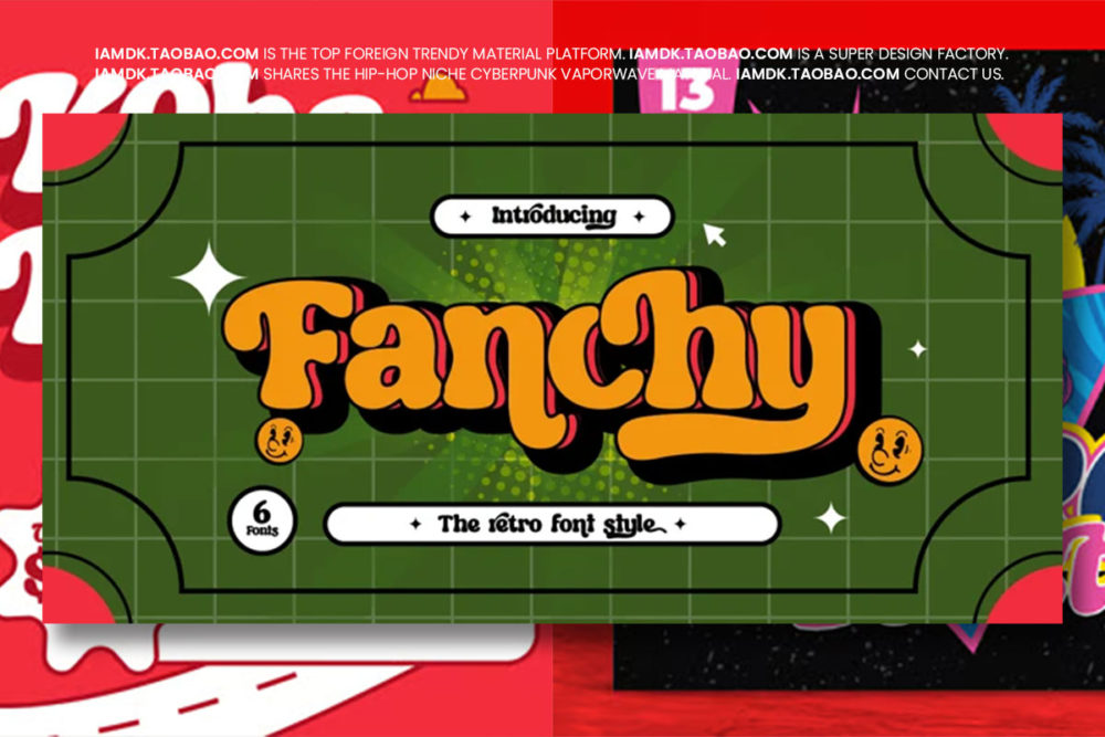 70年代复古y2k卡通漫画风专辑封面海报标题徽标logo设计英文字体 Fanchy Font Family_img_2