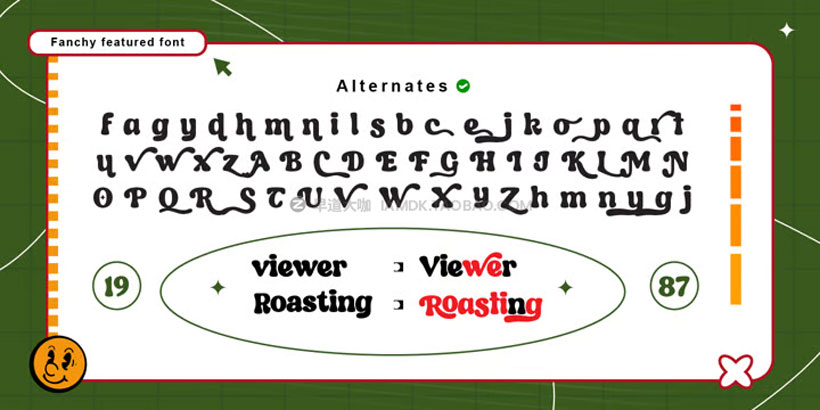 70年代复古y2k卡通漫画风专辑封面海报标题徽标logo设计英文字体 Fanchy Font Family_img_2