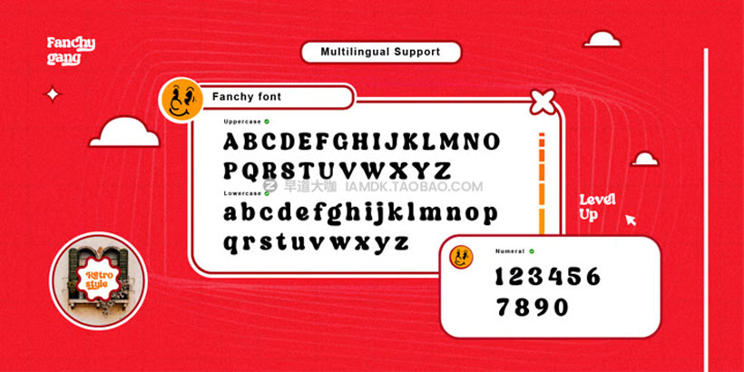 70年代复古y2k卡通漫画风专辑封面海报标题徽标logo设计英文字体 Fanchy Font Family_img_2