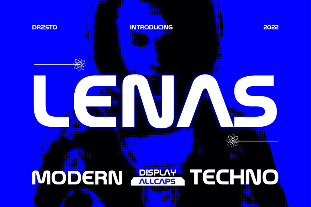 未来科幻机能海报复制杂志排版标题logo设计无衬线英文字体 Lenas - Modern Techno Font_img_2