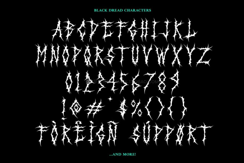 复古恐怖黑色摇滚乐队海报封面标题徽标logo设计锋利英文字体 Black Dread - Death Metal Font_img_2