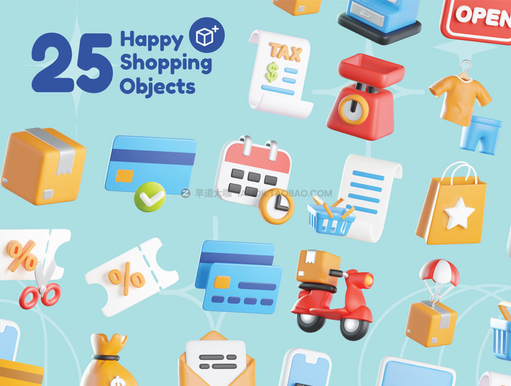 25个优质商城购物快递配送3d立体图标icons设计素材包 Shopping 3D Icons_img_2