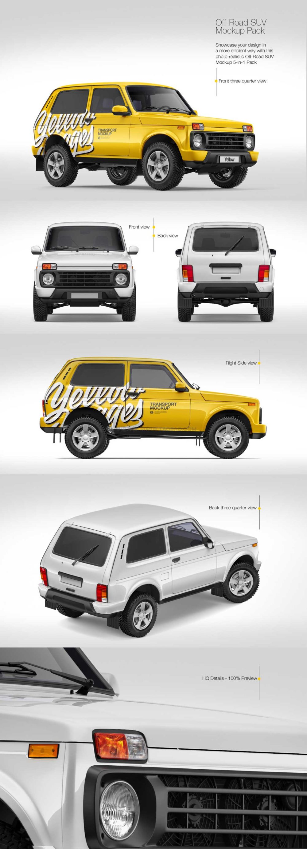 福特四驱Bronco户外suv越野车汽车改色图案logo贴图psd样机模板 Off-Road SUV Mockup Pack_img_2