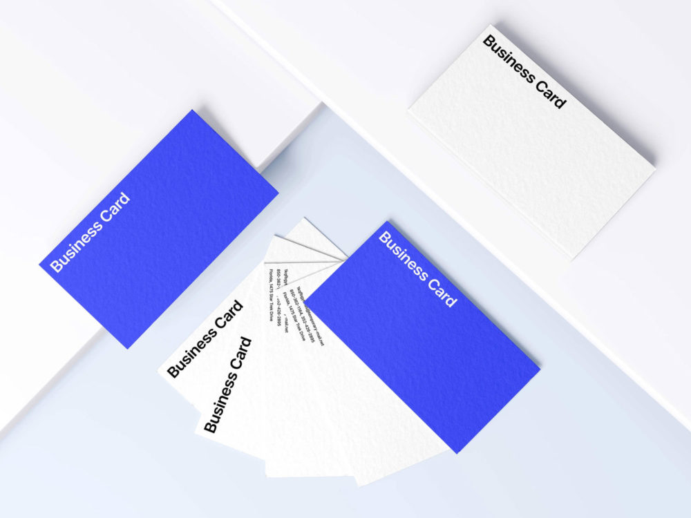 时尚顶视图商务名片卡片设计展示贴图psd样机 Top View Business Cards Mockup_img_2