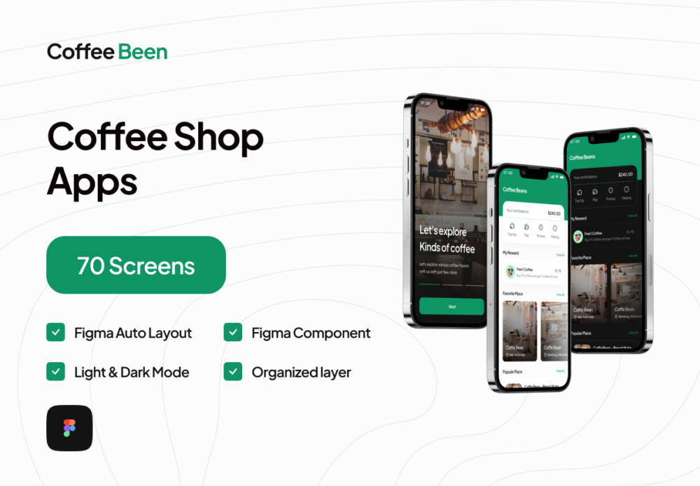 70屏咖啡店外卖送餐配送app应用程序界面设计ui套件 Cofee Been - Coffee Shop Mobile App_img_2