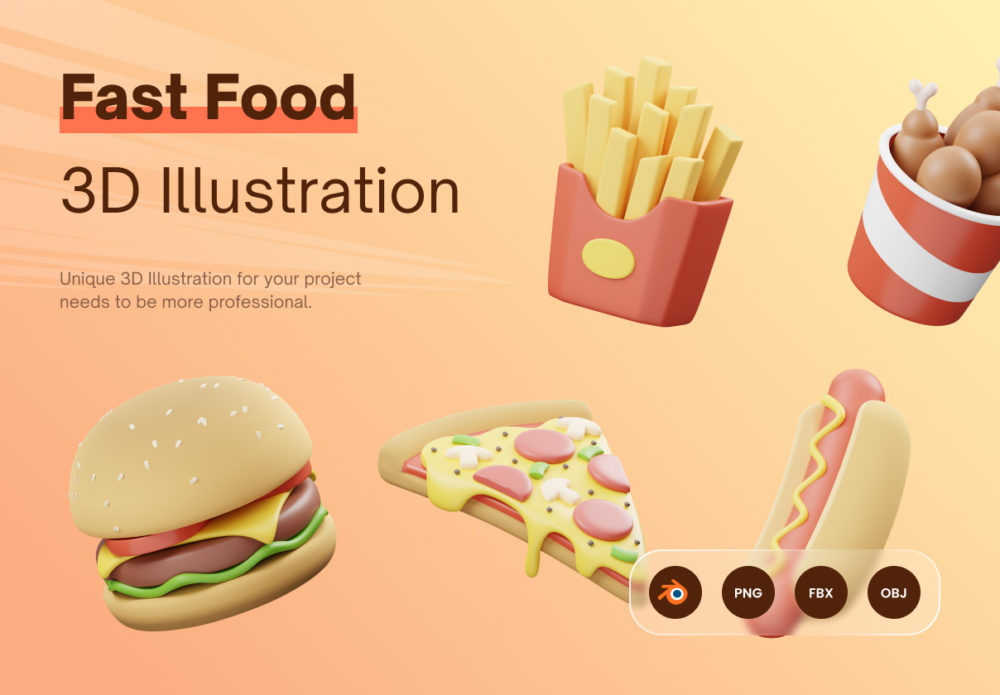 15个高级美食食品饮料3d立体图标icon设计素材包 EMAMFOOD - 3D Fast Food and Drink Icons_img_2