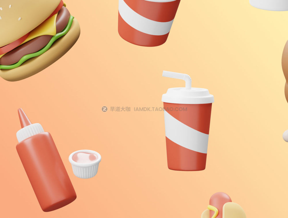 15个高级美食食品饮料3d立体图标icon设计素材包 EMAMFOOD - 3D Fast Food and Drink Icons_img_2