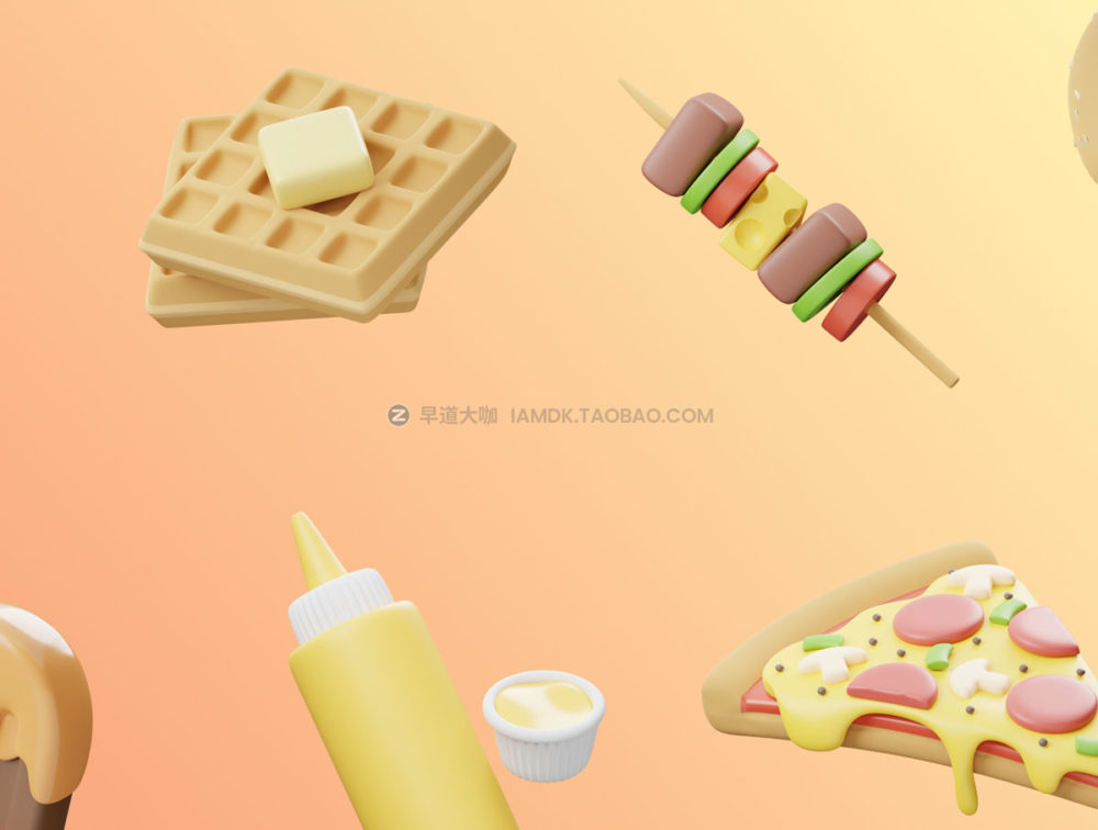 15个高级美食食品饮料3d立体图标icon设计素材包 EMAMFOOD - 3D Fast Food and Drink Icons_img_2