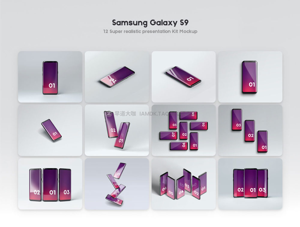 12款安卓手机三星Galaxy S9屏幕演示样机模板psd源文件 Samsung Galaxy S9 Presentation mockup Kit_img_2