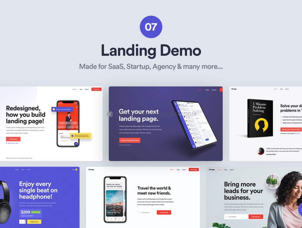 精美SaaS数字产品登录界面设计web ui套件素材包 Omega - Landing Page Design Template_img_2