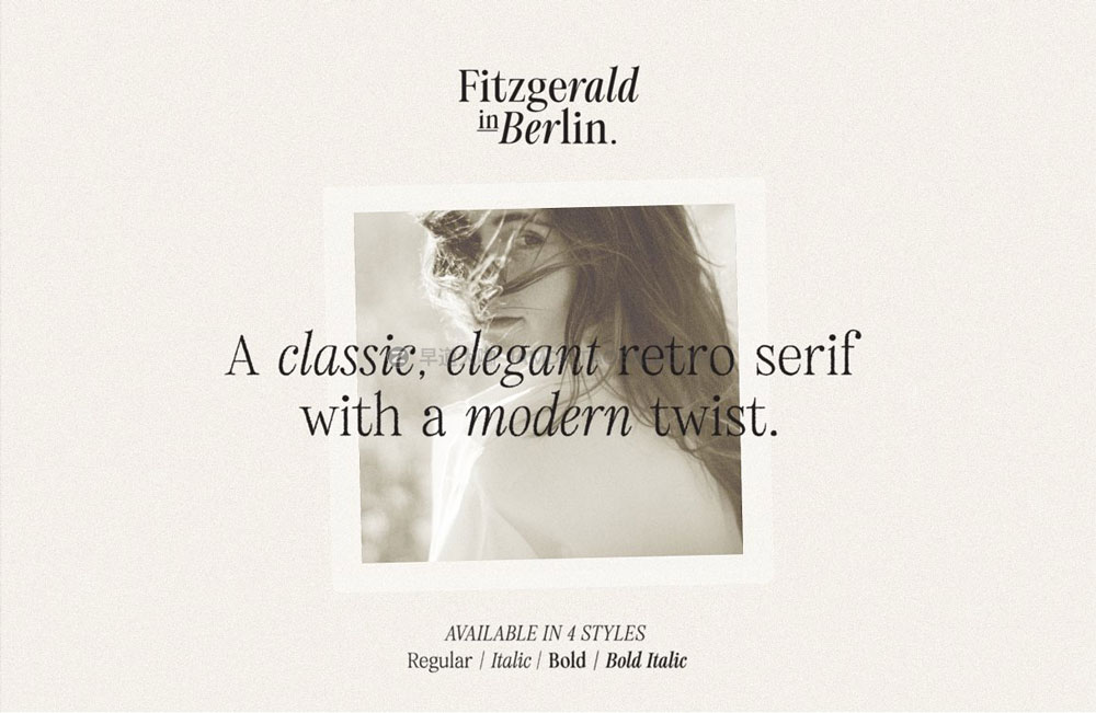 复古经典优雅婚礼品牌包装杂志排版标题logo设计衬线英文字体 Fitzgerald - Classic Retro Serif_img_2