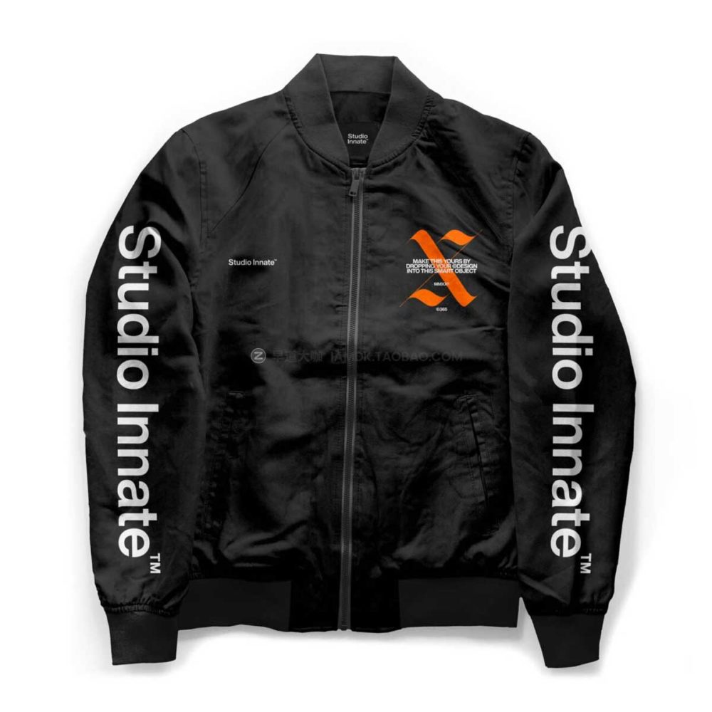 潮流嘻哈街头夹克上衣印花图案设计展示贴图psd样机模板 Bomber Jacket – Mockup_img_2