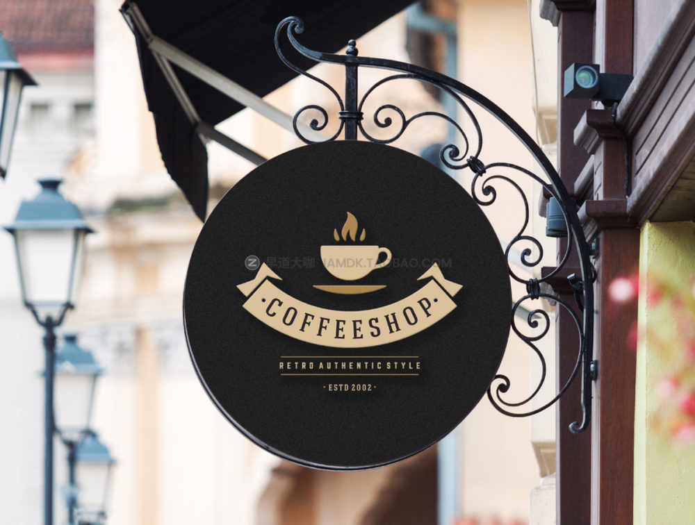 6款逼真咖啡店面包店标牌徽标logo设计展示贴图psd样机模板 Cafe and Coffee Shop Logo Mockups_img_2