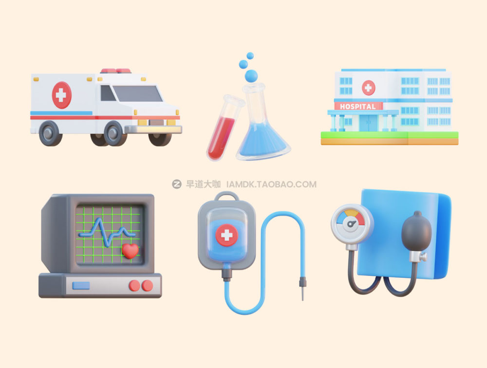 36个app界面演示文稿设计医生医院医疗主题3d图标icon素材包 Medical - Doctor 3D Icon Pack_img_2