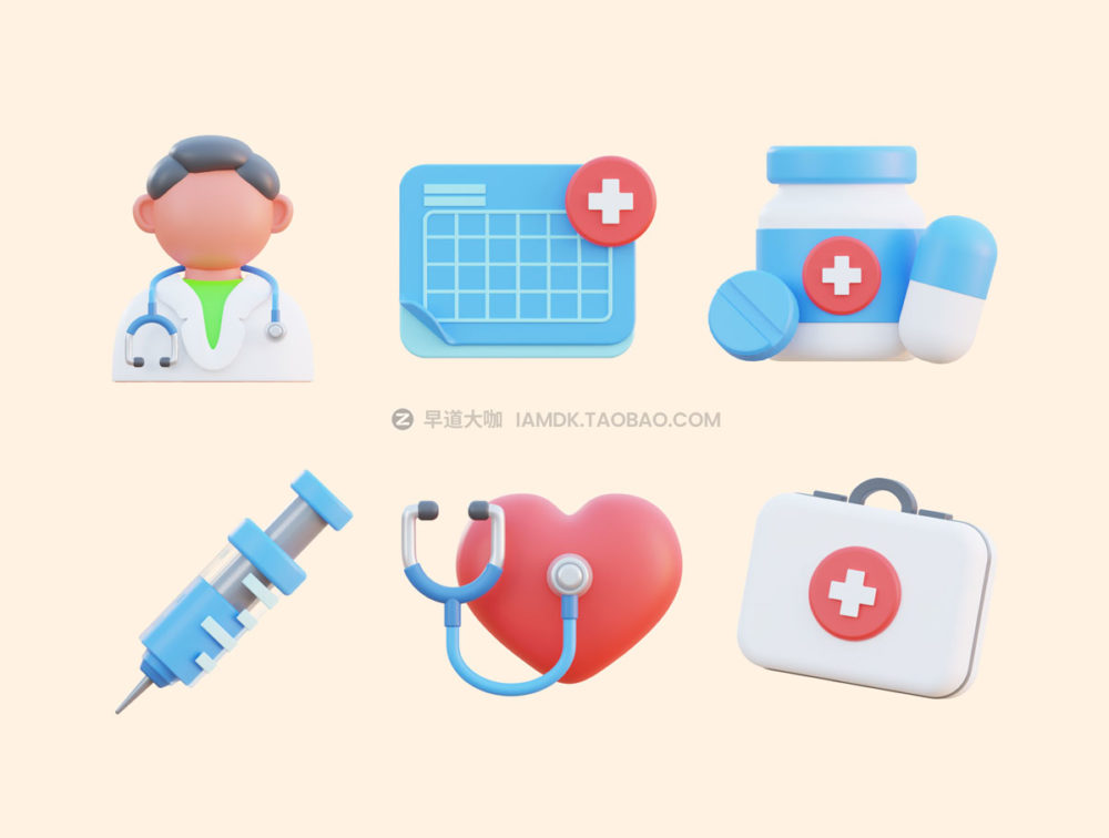 36个app界面演示文稿设计医生医院医疗主题3d图标icon素材包 Medical - Doctor 3D Icon Pack_img_2