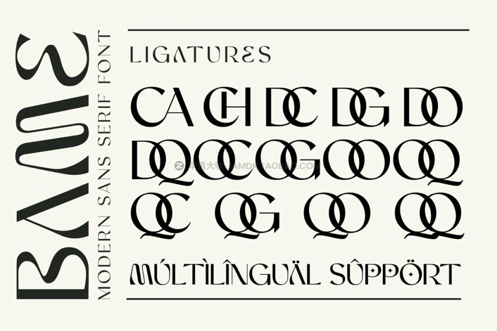 复古迷幻逆反差杂志海报标题logo设计衬线英文字体安装包 BAME Display Typeface_img_2