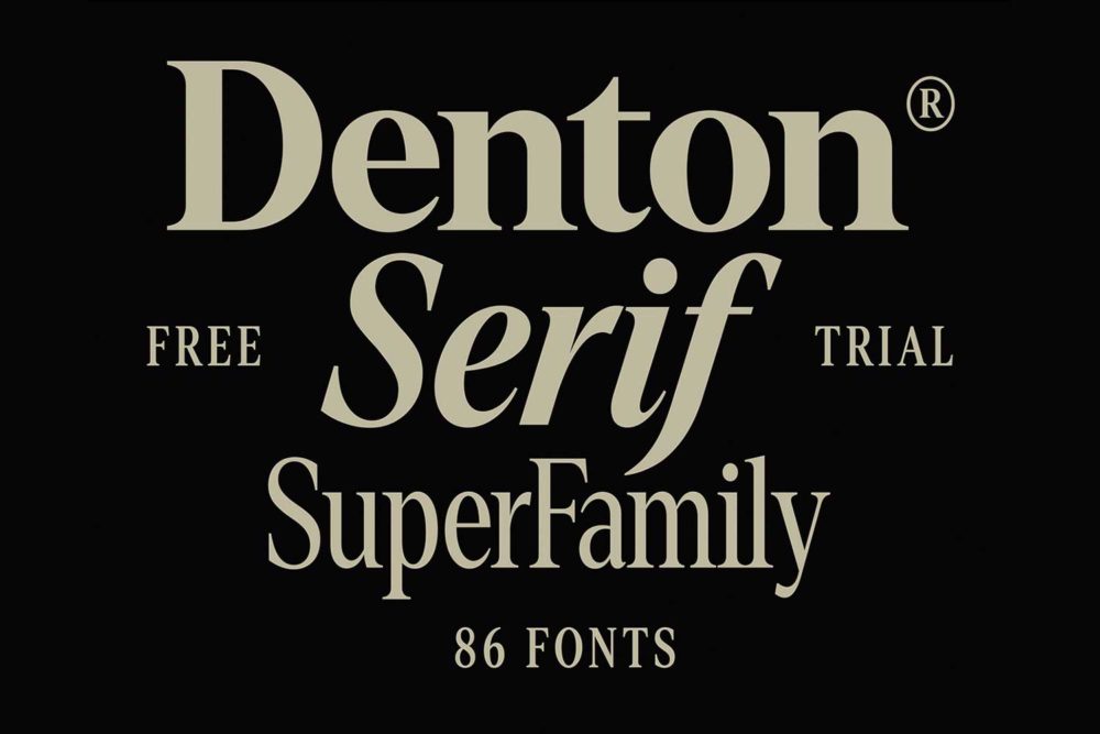 70年代复古杂志封面排版标题徽标设计衬线英文字体包 Denton Serif Superfamily_img_2