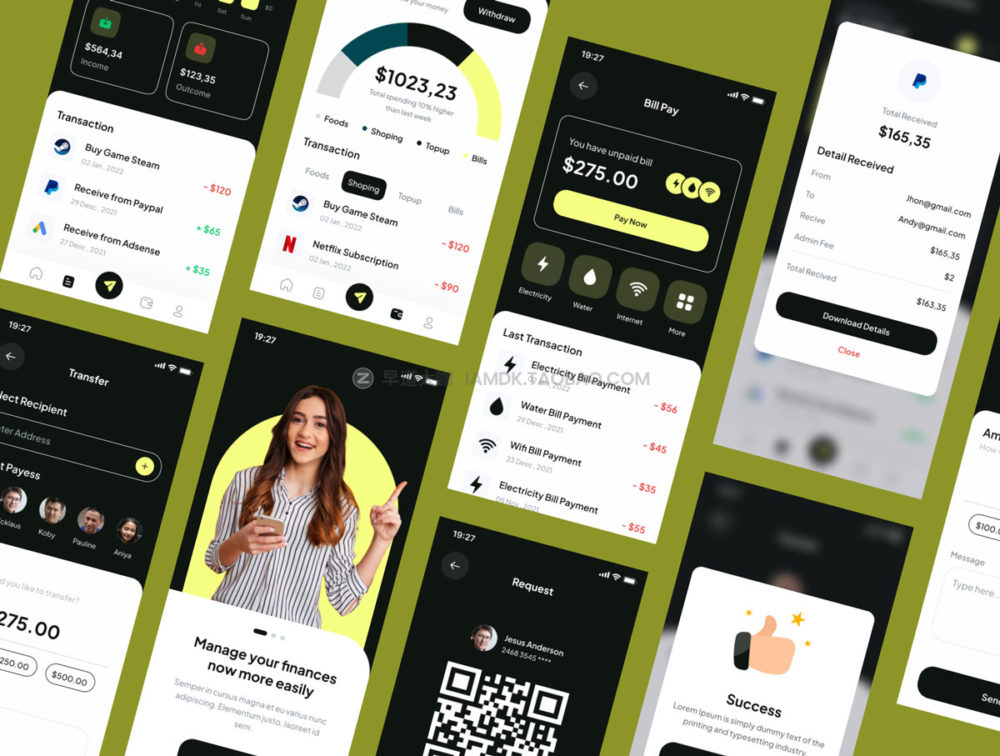 40多屏时尚电子钱包金融理财app应用程序界面设计ui套件 Ngopay - Wallet Apps UI Kits_img_2