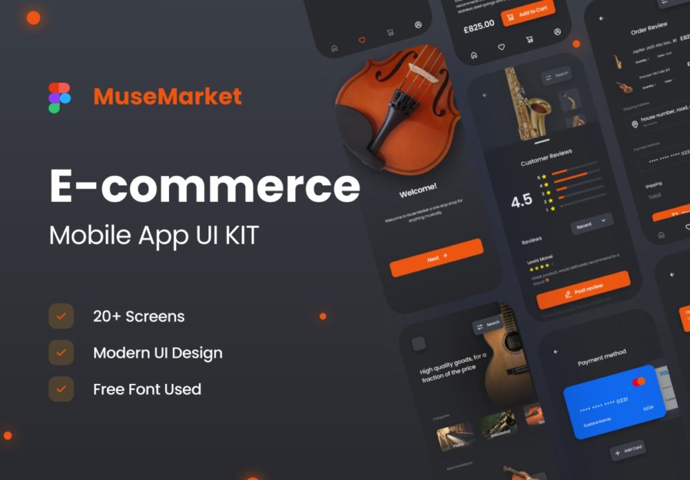 20多屏高级电子商务商城在线购物软件app界面设计ui套件 Muse Market E-ccomerce Mobile App UI Kit_img_2