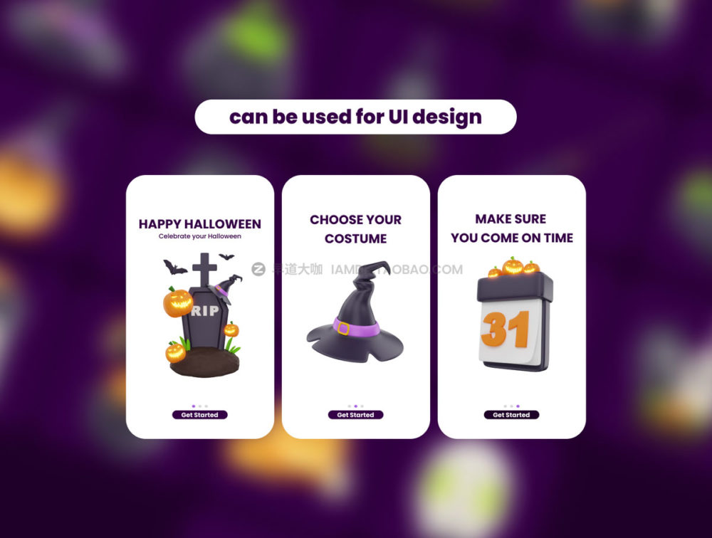 20款高级万圣节主题南瓜3d卡通立体图标icon设计套件 3D Halloween Icon Set Pack_img_2