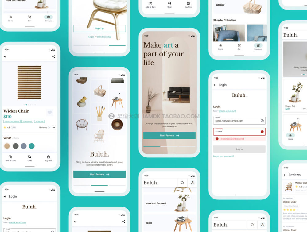 优质家具室内装饰在线商城app应用程序界面设计ui套件 Buluh Furniture Shop Mobil App UI Kit_img_2