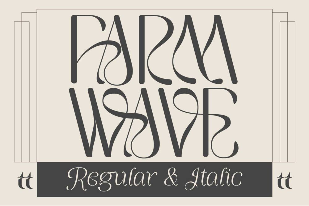 优雅复古奢华酸性杂志包装标题设计衬线英文字体安装包 Farm Wave - Regular & Italic_img_2