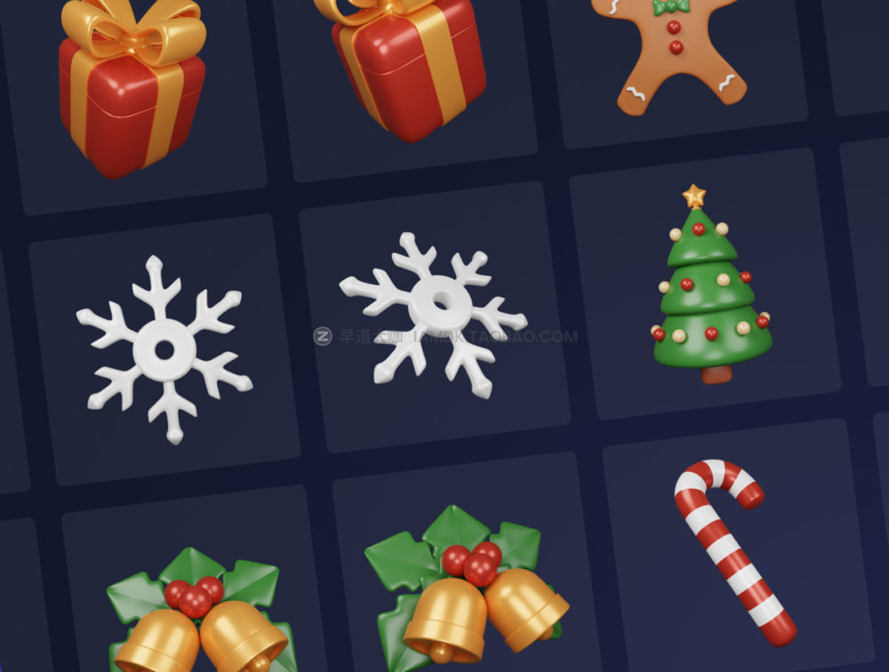 44款3D立体卡通萌趣圣诞节新年插图插画icon图标png免抠图片素 Christmas Pack - Customizable 3D Icons_img_2