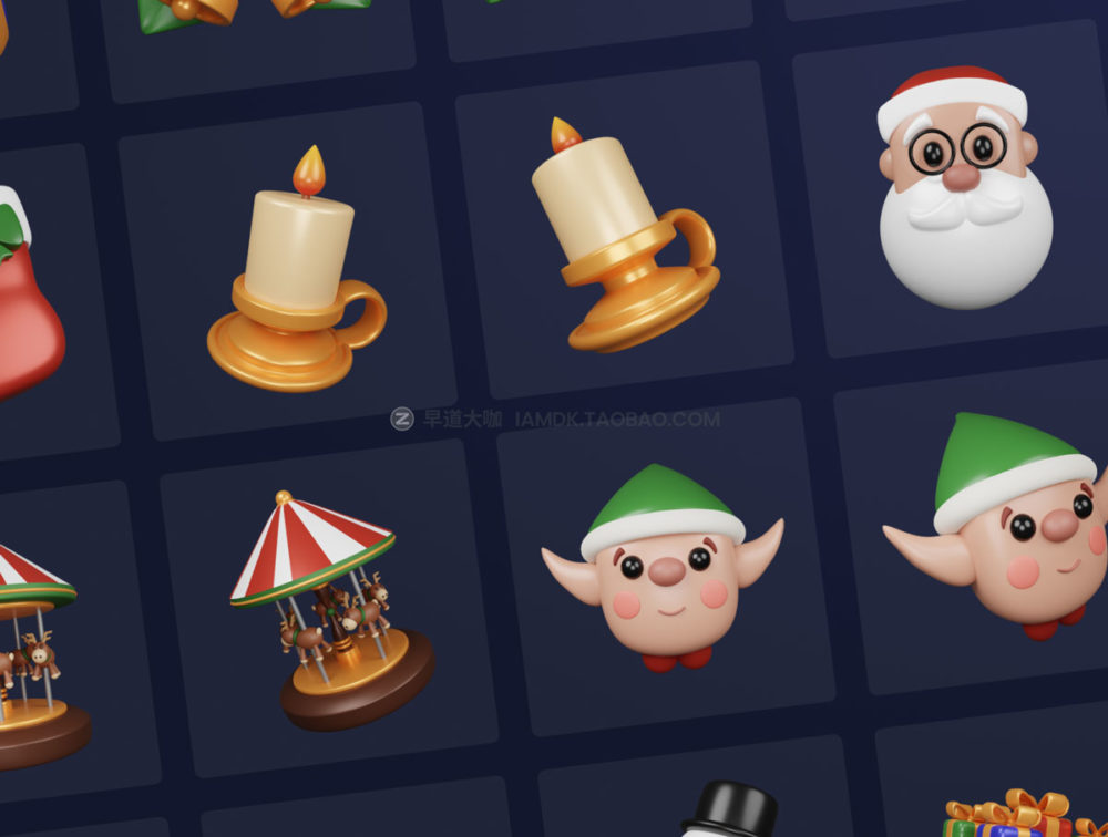 44款3D立体卡通萌趣圣诞节新年插图插画icon图标png免抠图片素 Christmas Pack - Customizable 3D Icons_img_2