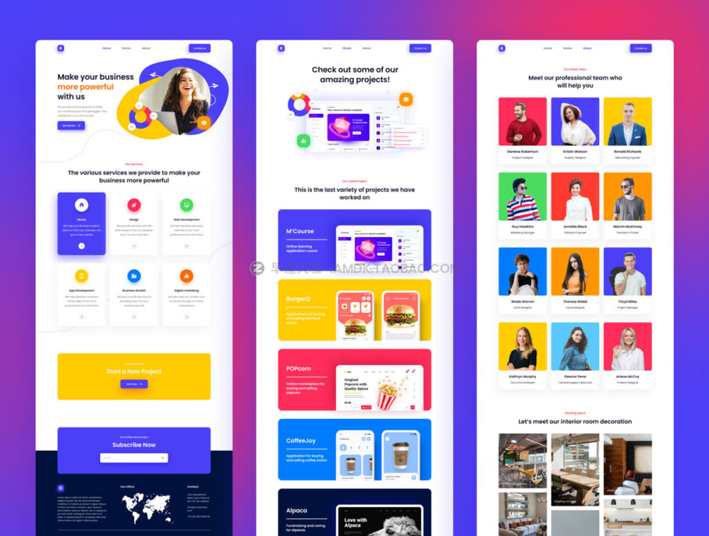 现代创意设计作品项目介绍网站界面设计web ui套件素材 Creative Agency UI Kit_img_2