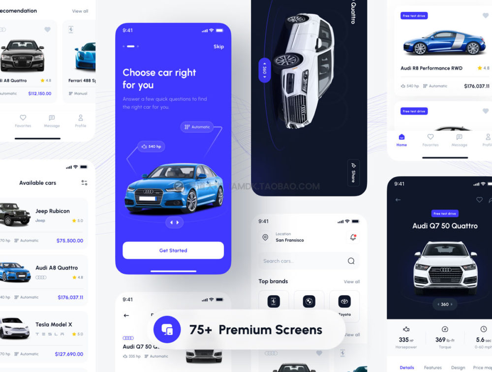 75个屏高级汽车市场应用程序App界面设计UI套件FIGMA模板素材 Carline - Car Marketplace App UI Kit_img_2